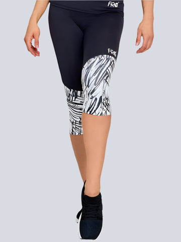 KALINA-01, patterned high-waisted knee-length trousers