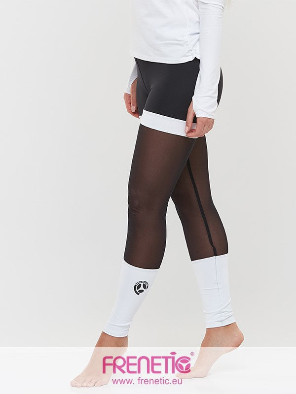 OBELIA-01/00 black and white, tulle-lined leggings