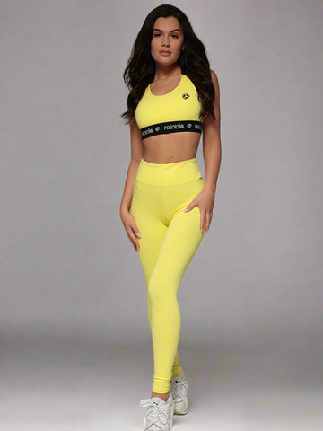 RAINY - sárga magas derekú fitness leggings