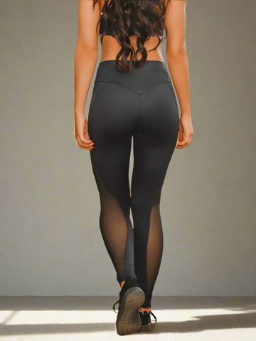 ORCA-01 fekete, tüll betétes fitness leggings