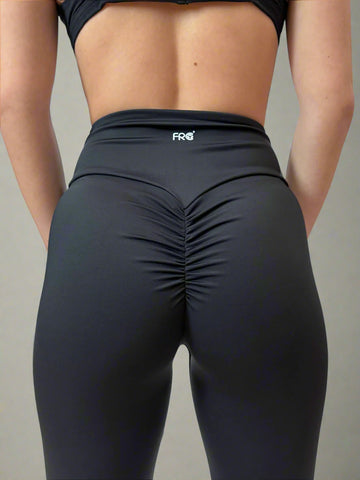 SIENNA-01 fekete, ráncolt fenekű sport leggings