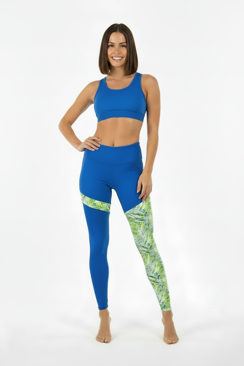 BLUE-1- királykék-firka mintás leggings