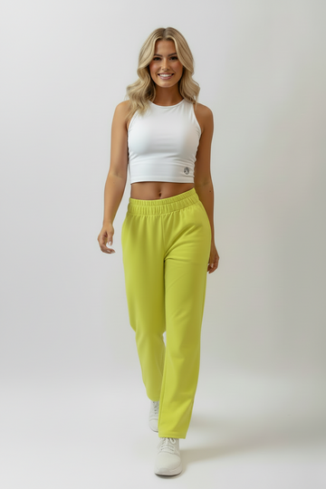 BARMY 51 - NEON GREEN STRAIGHT COTTON PANTS