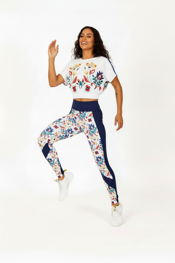 MEAVE-45- sötétkék mintás, női fitnesz leggings