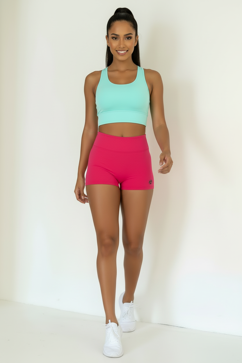 HANSON-27 pink extra high waist shorts
