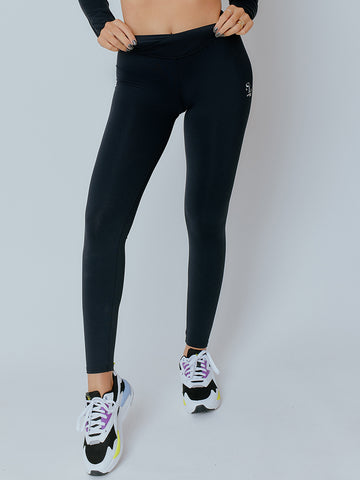 SOLLIE-01 fekete, átlapolt derekú sport leggings