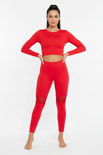 HORTENZ-23 women's red long tulle leggings