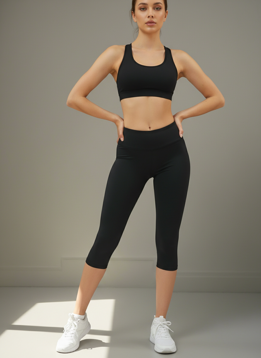 HAYNA-01 čierne plisované nohavice po kolená s vysokým pásom