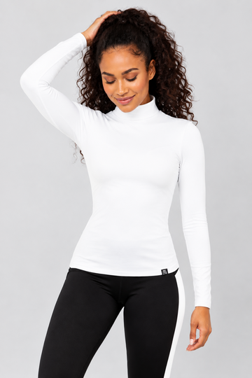 HEATER-00 white, women's sports turtleneck
