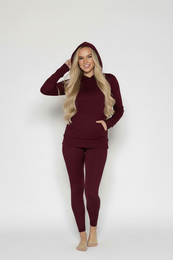 BORI-19-BORDÓ pamut kapucnis pulóver