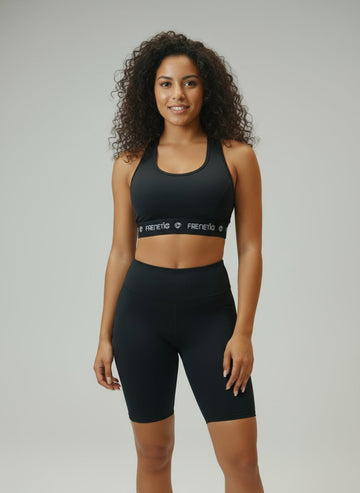 GINNY-01 fekete-FRENETIC szivacsbetétes sportmelltartó – birkozó háttal