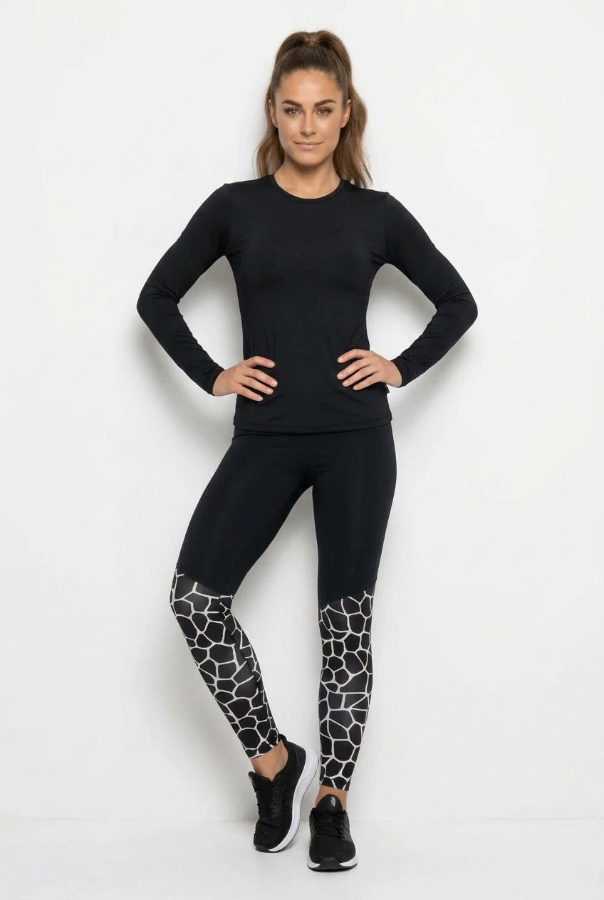 KYM-01/01 fekete fehér magas derekú zsiráf leggings