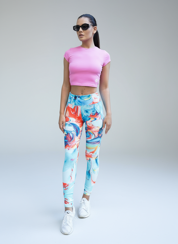 MAYBELL-52 türkiz mintás leggings