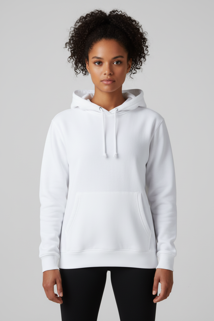 ZYGI-00-Fehér bő pamut kapucnis pulóver