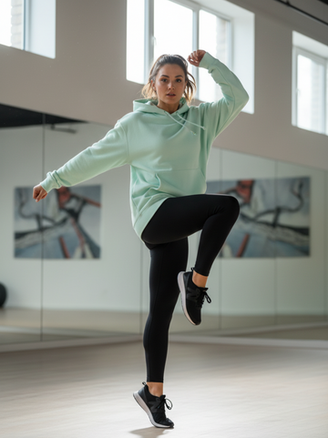 ZYGI-50-krémzöld bő pamut kapucnis pulóver