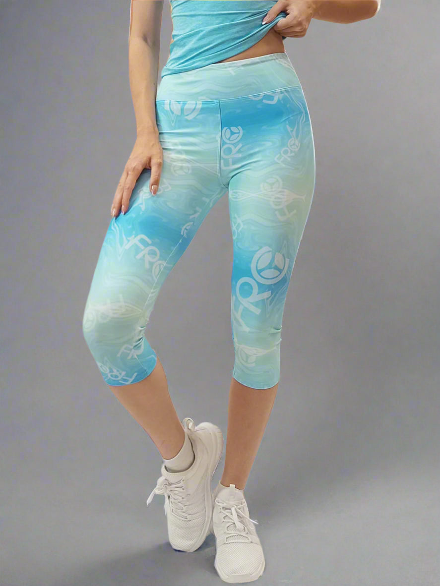 MINERAL- 43 kék színátmenetes - Női térdig érő nadrág