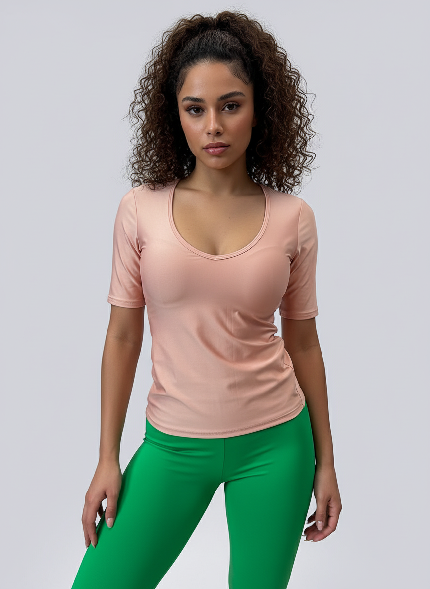 GOLDY-129 dámske lesklé tričko broskyňovej farby