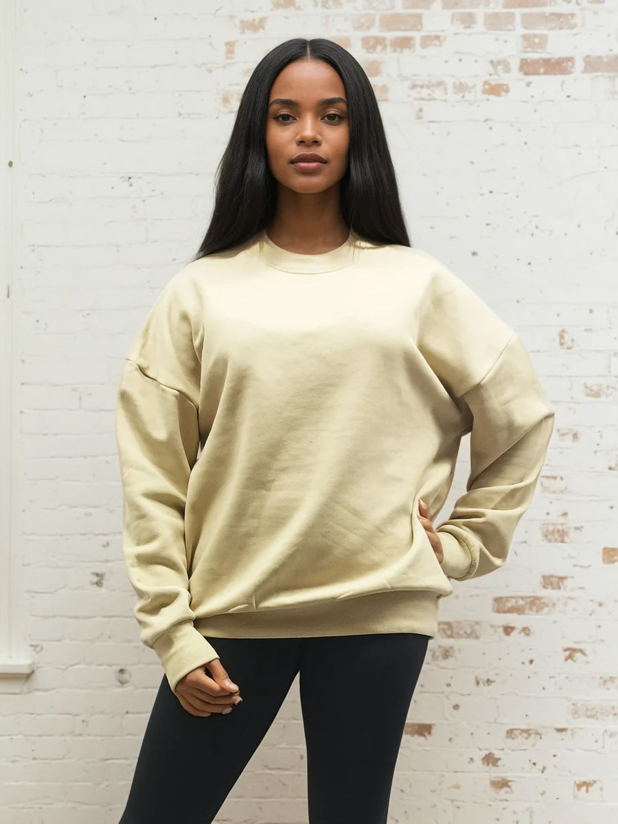 Bézs színű bő pamut pulóver