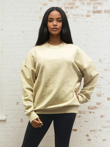Bézs színű bő pamut pulóver