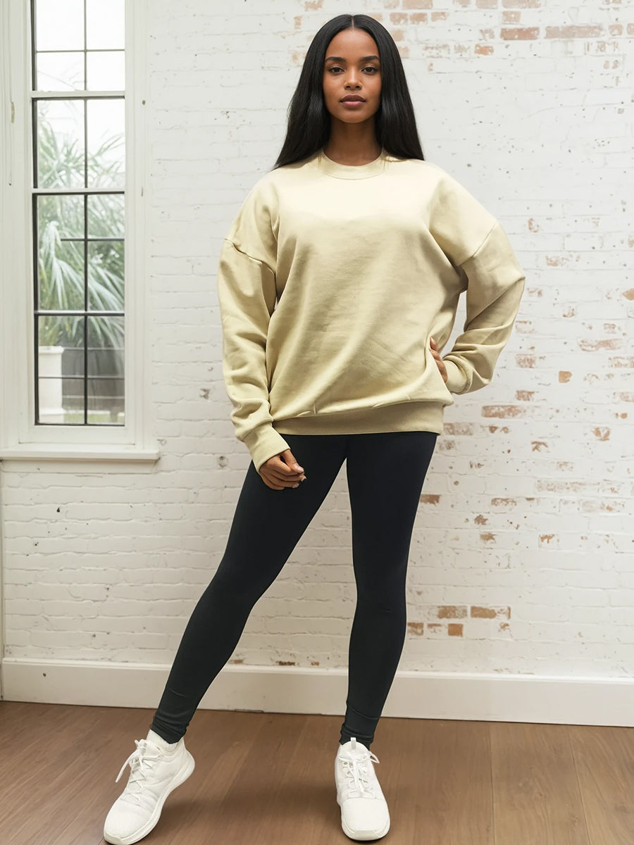 Bézs színű bő pamut pulóver