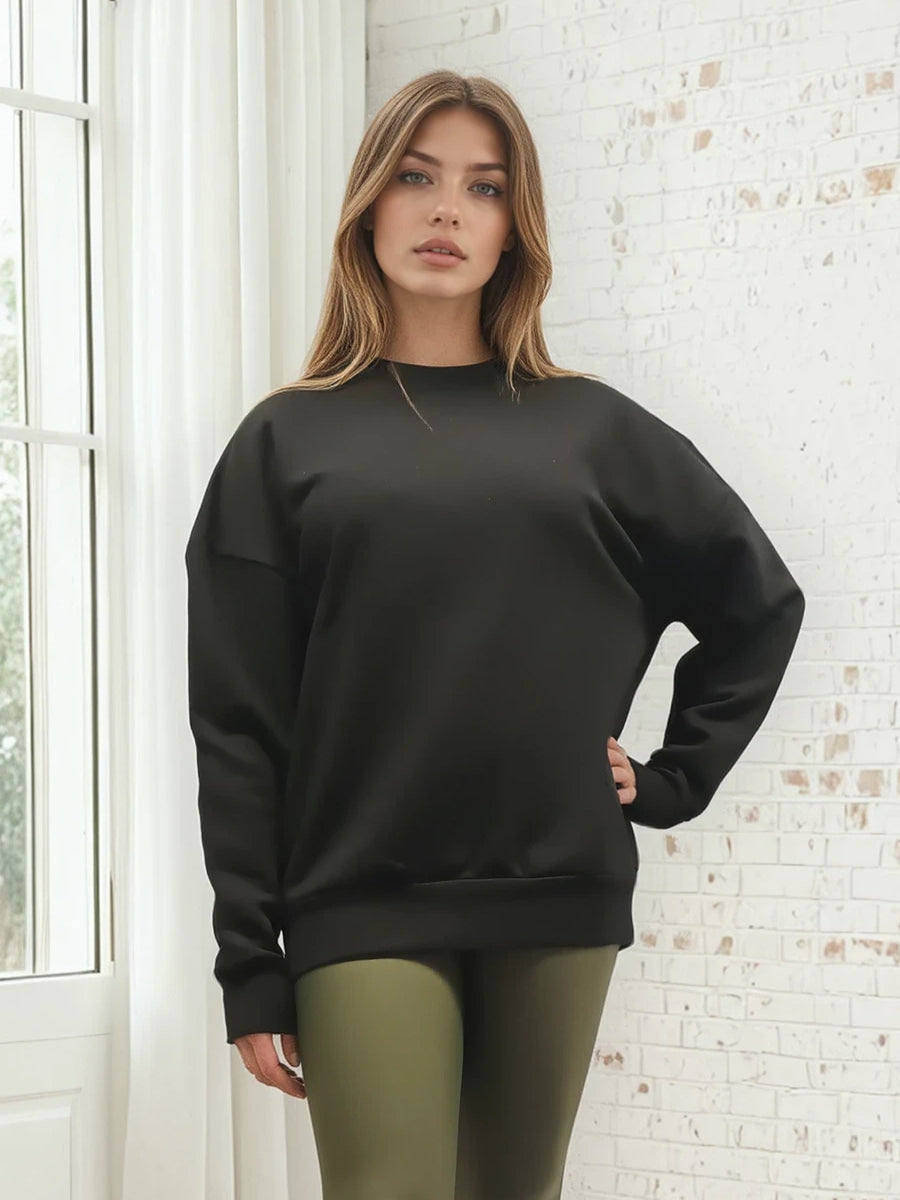 Fekete bő pamut pulóver