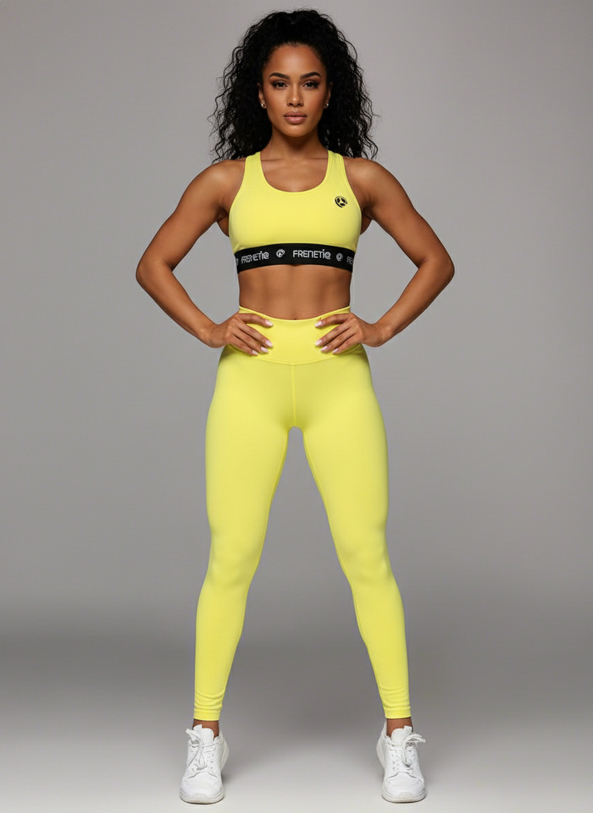 RAINY - žlté fitness legíny s vysokým pásom