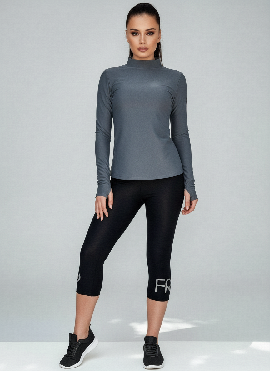 HAILEY-01/04 čierne nohavice po kolená s trblietavou potlačou