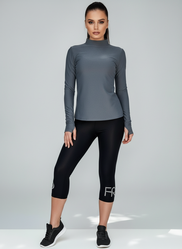 HAILEY-01/04 čierne nohavice po kolená s trblietavou potlačou