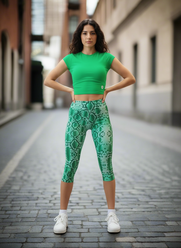 MAMBA-50 zöld térdnadrág – kígyóbőr mintás