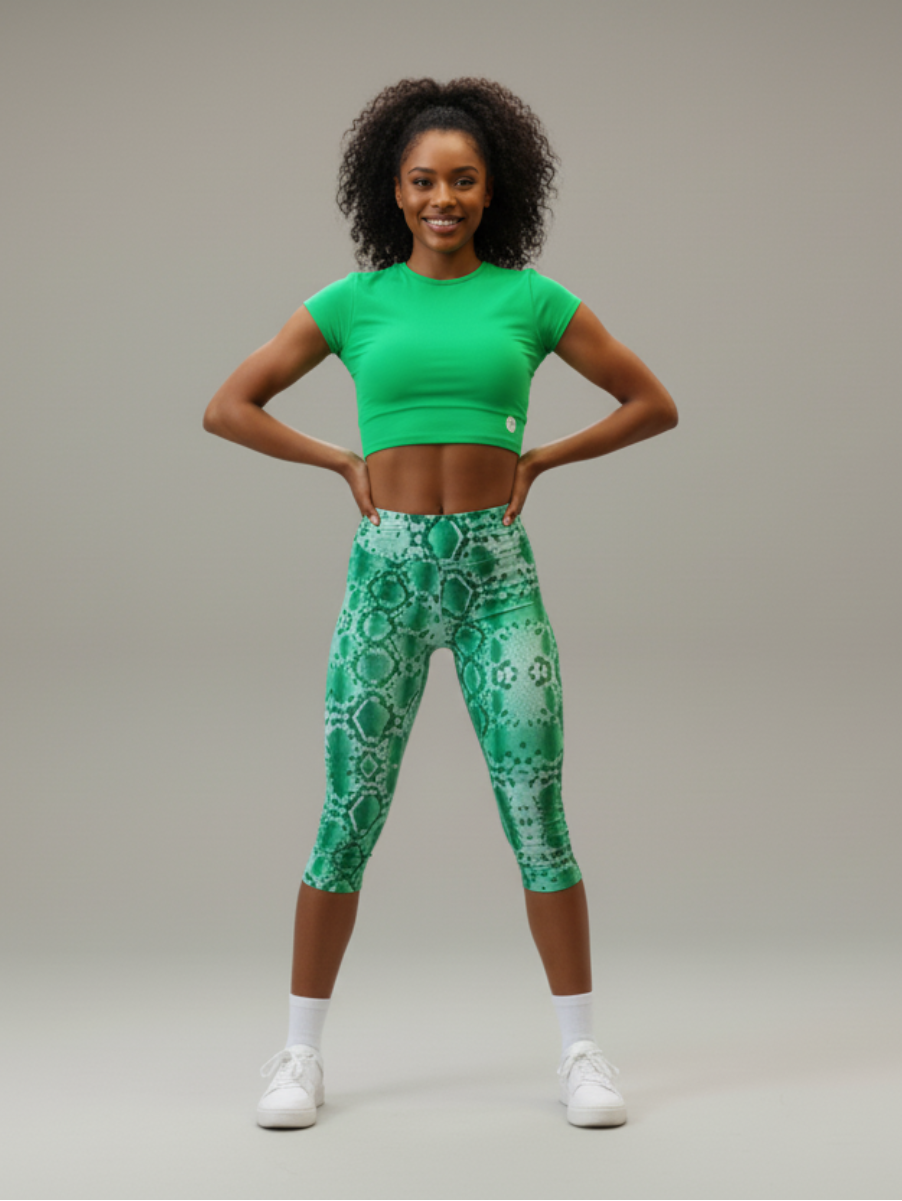 MAMBA-50 zöld térdnadrág – kígyóbőr mintás