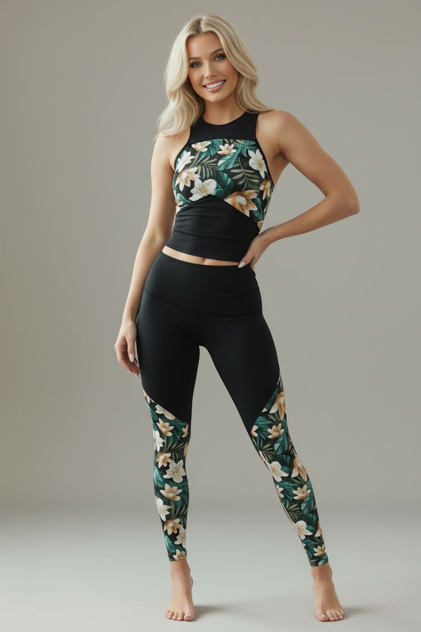 GILIEN-01 szárán virágos leggings