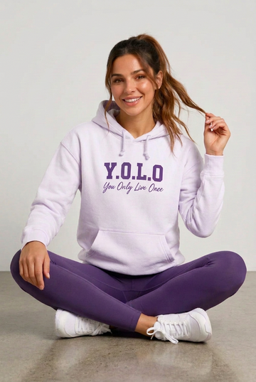 ZYGI yolo-030-krémlila pamut kapucnis pulóver