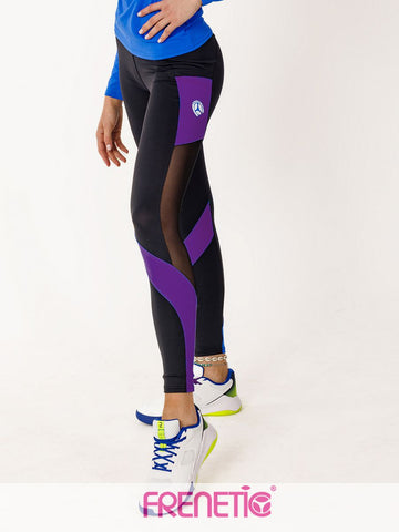 JULIA-01/35 fekete-lila, oldalán zsebes sport leggings