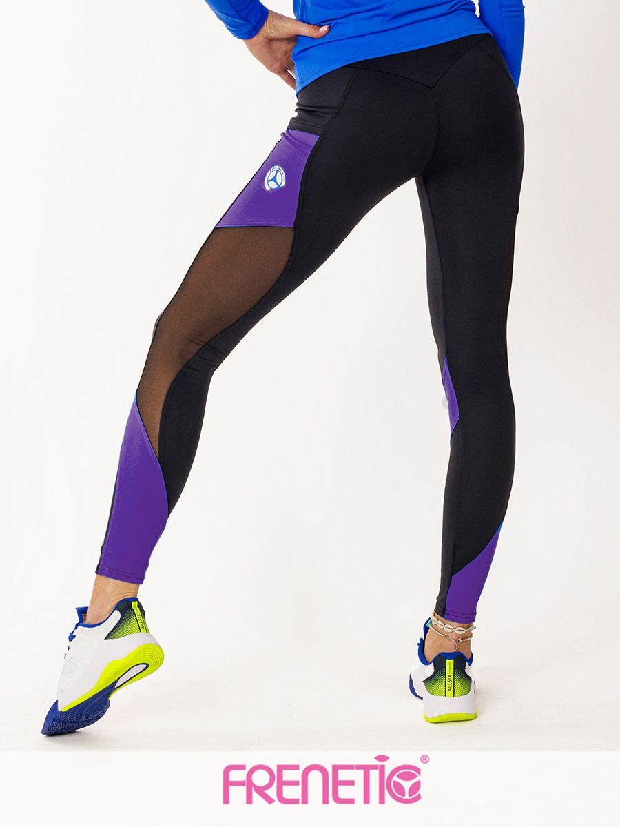 JULIA-01/35 fekete-lila, oldalán zsebes sport leggings